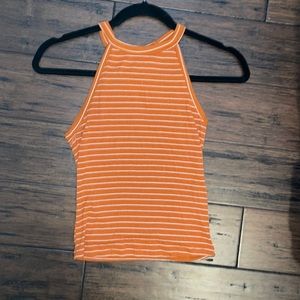 orange and white tank top